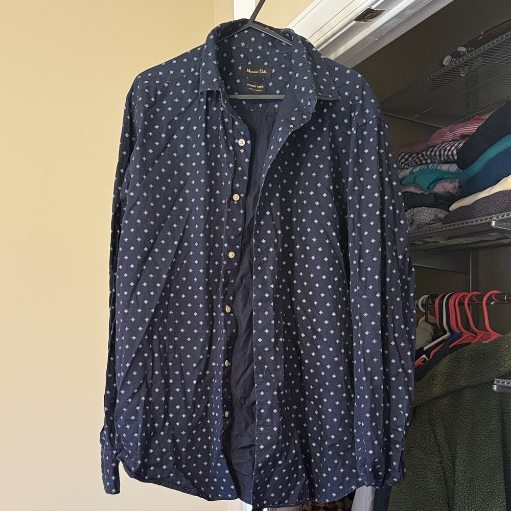 Massimo Dutti Navy Shirt with White Dots